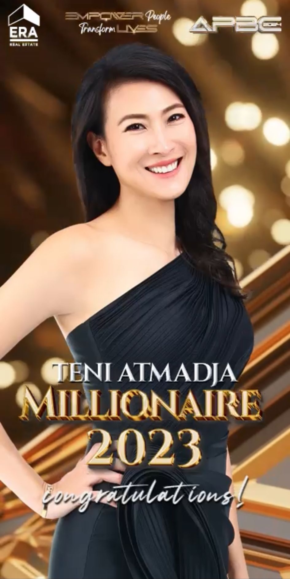 ERA Millionaire 2023 congratulations poster for Teni Atmadja