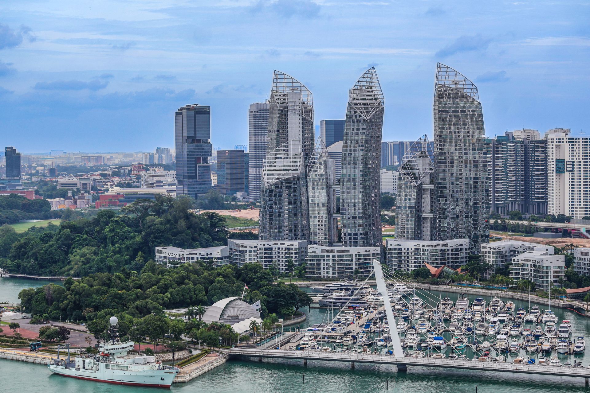 Aerial view of the Keppel Bay residential district in Singapore